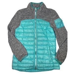 Free Country Mid-Weight Hybrid Down Jacket Turquoise/Grey Sz L